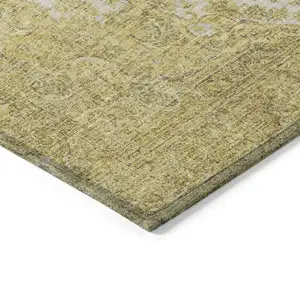 Photo of Gold And Ivory Oriental Washable Indoor Outdoor Area Rug