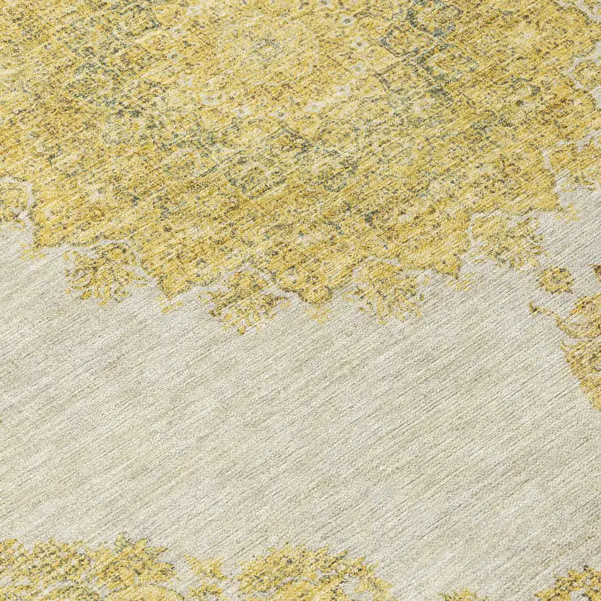 Gold And Ivory Oriental Washable Indoor Outdoor Area Rug Photo 5