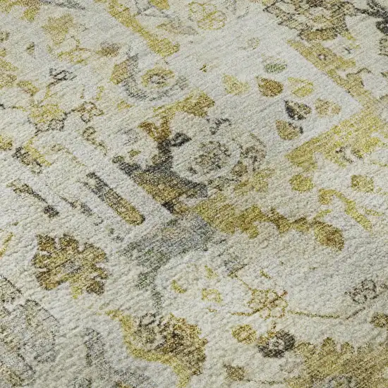 Gold And Ivory Patchwork Washable Area Rug With UV Protection Photo 8