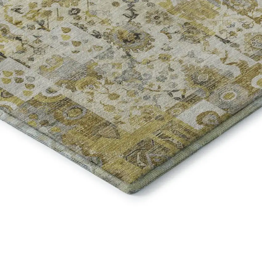 Gold And Ivory Patchwork Washable Area Rug With UV Protection Photo 7