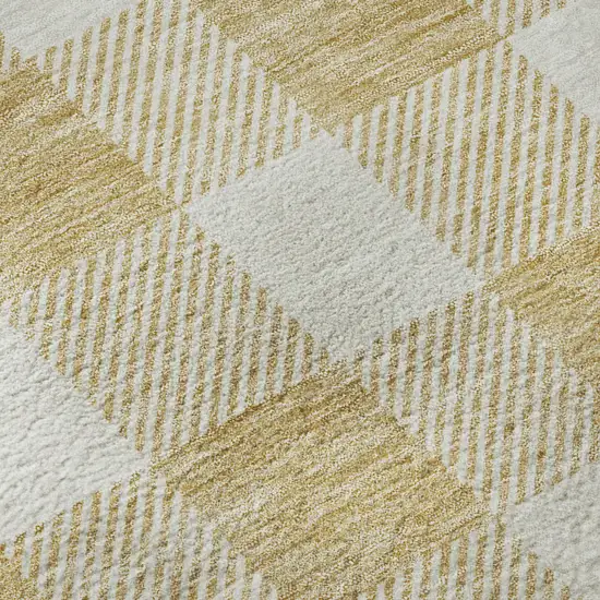 Gold And Ivory Plaid Washable Area Rug With UV Protection Photo 9
