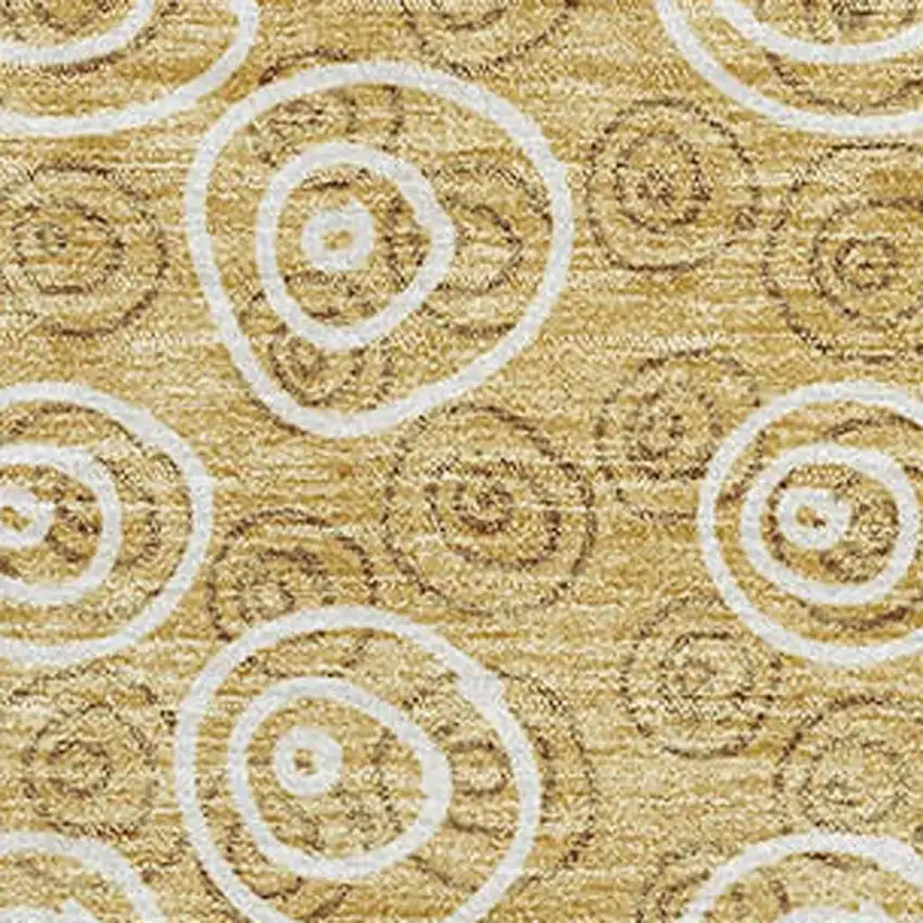 Gold And Ivory Polka Dot Washable Area Rug With UV Protection Photo 4