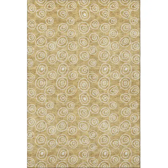Gold And Ivory Polka Dot Washable Area Rug With UV Protection Photo 4
