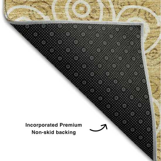 Gold And Ivory Polka Dot Washable Area Rug With UV Protection Photo 7