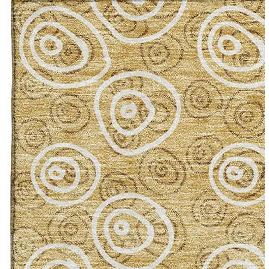 Gold And Ivory Polka Dot Washable Area Rug With UV Protection Photo 3