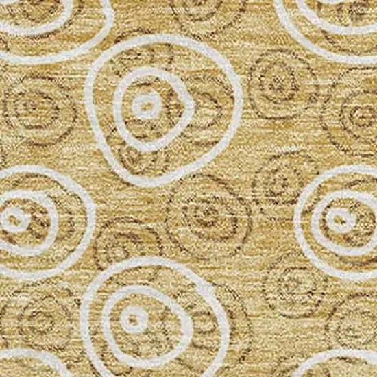 Gold And Ivory Polka Dot Washable Area Rug With UV Protection Photo 3