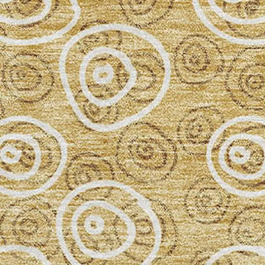 Gold And Ivory Polka Dot Washable Area Rug With UV Protection Photo 3