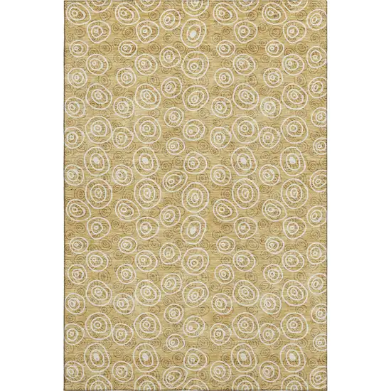Gold And Ivory Polka Dot Washable Area Rug With UV Protection Photo 1