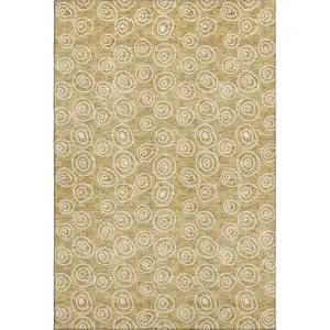 Photo of Gold And Ivory Polka Dot Washable Area Rug With UV Protection