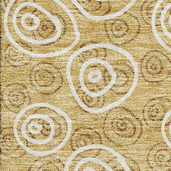 Gold And Ivory Polka Dot Washable Area Rug With UV Protection Photo 3