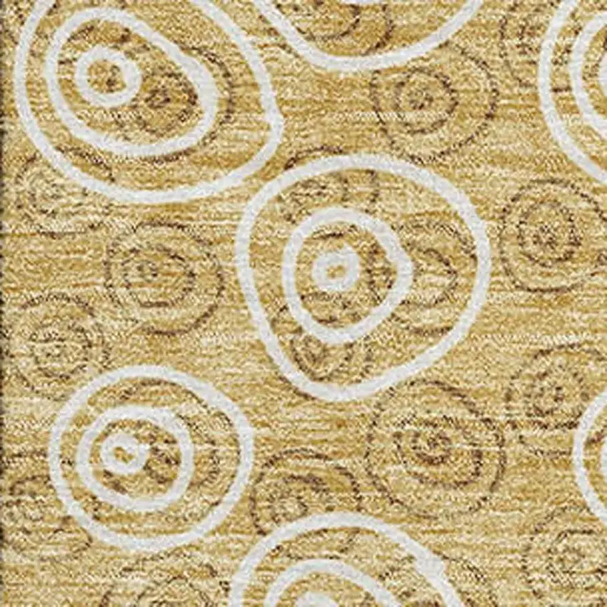 Gold And Ivory Polka Dot Washable Area Rug With UV Protection Photo 3