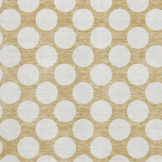 Gold And Ivory Polka Dot Washable Area Rug With UV Protection Photo 3