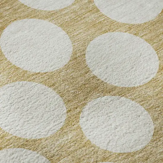 Gold And Ivory Polka Dot Washable Area Rug With UV Protection Photo 9