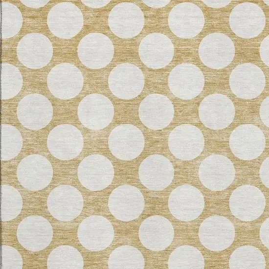 Gold And Ivory Polka Dot Washable Area Rug With UV Protection Photo 3