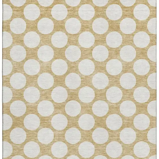 Gold And Ivory Polka Dot Washable Area Rug With UV Protection Photo 4