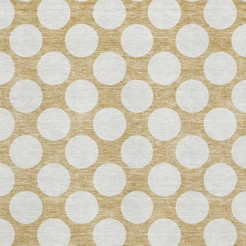 Gold And Ivory Polka Dot Washable Area Rug With UV Protection Photo 3