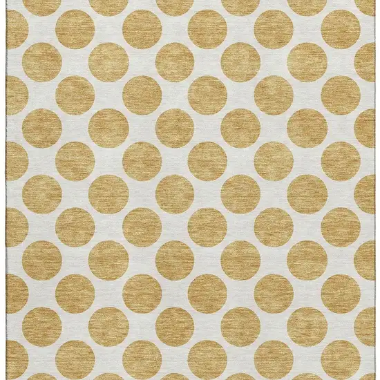 Gold And Ivory Polka Dot Washable Area Rug With UV Protection Photo 3