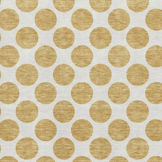 Gold And Ivory Polka Dot Washable Area Rug With UV Protection Photo 2