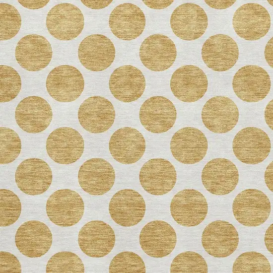 Gold And Ivory Polka Dot Washable Area Rug With UV Protection Photo 2