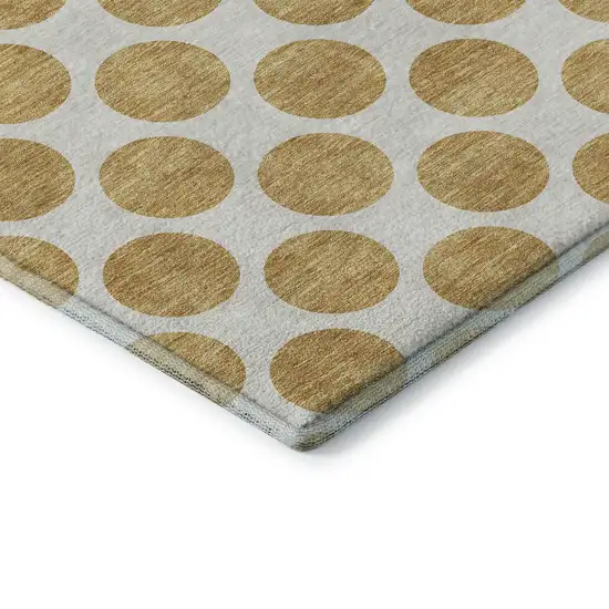 Gold And Ivory Polka Dot Washable Area Rug With UV Protection Photo 7