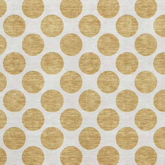 Gold And Ivory Polka Dot Washable Area Rug With UV Protection Photo 2