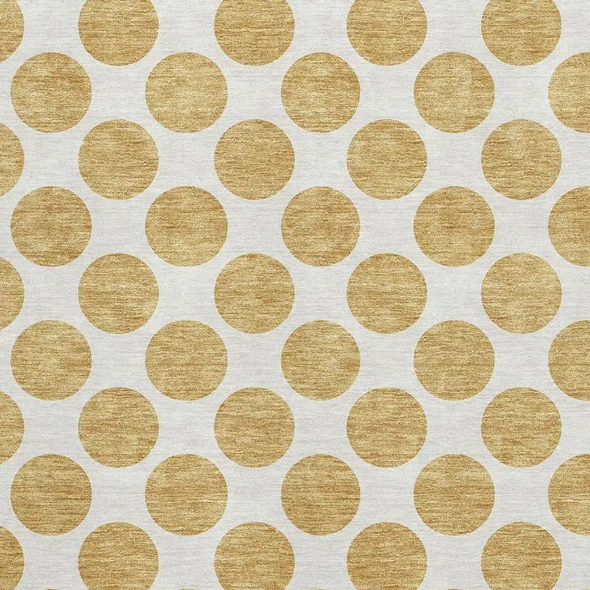 Gold And Ivory Polka Dot Washable Area Rug With UV Protection Photo 2