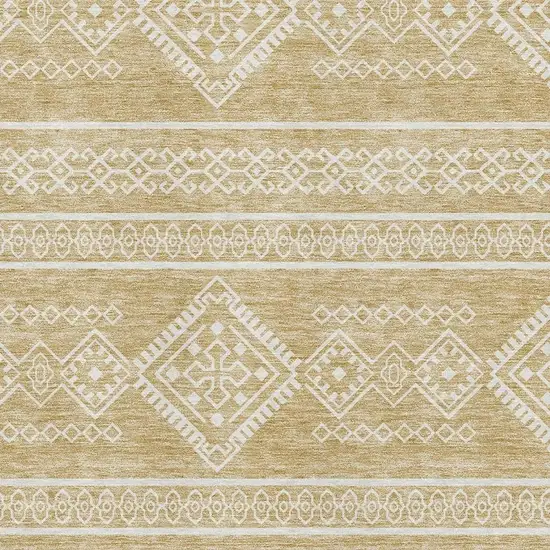 Gold And Ivory Southwestern Washable Area Rug With UV Protection Photo 3