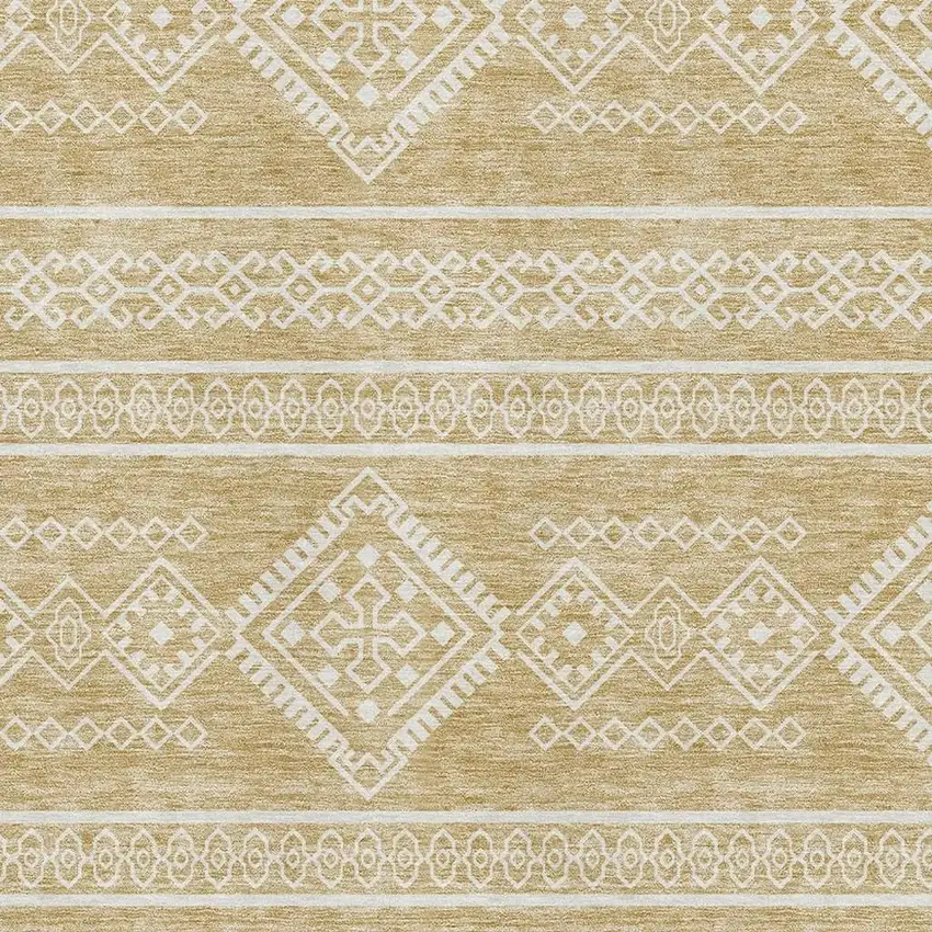 Gold And Ivory Southwestern Washable Area Rug With UV Protection Photo 3