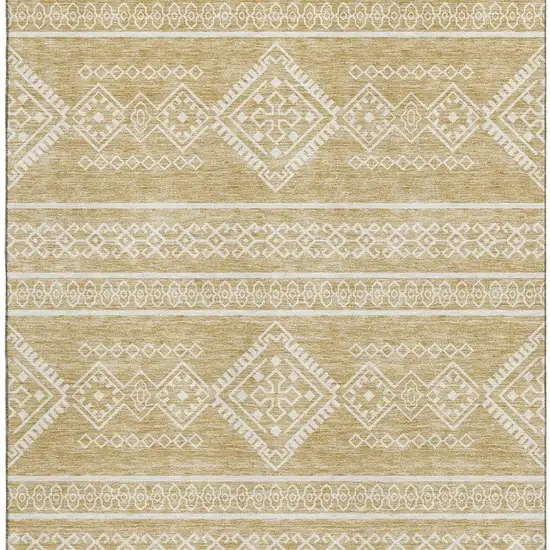Gold And Ivory Southwestern Washable Area Rug With UV Protection Photo 3