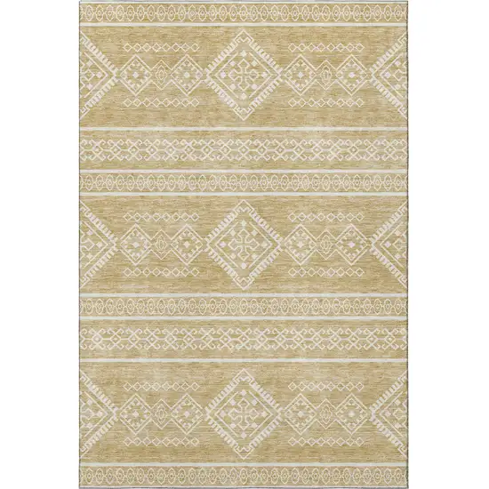 Gold And Ivory Southwestern Washable Area Rug With UV Protection Photo 4