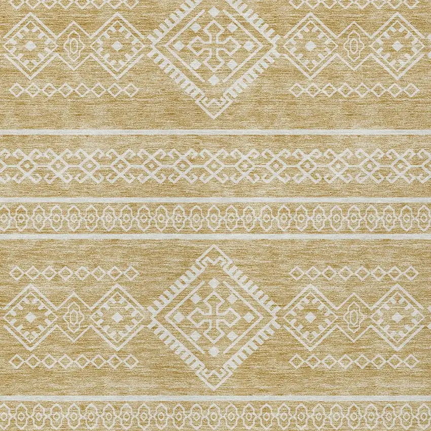 Gold And Ivory Southwestern Washable Indoor Outdoor Area Rug Photo 5