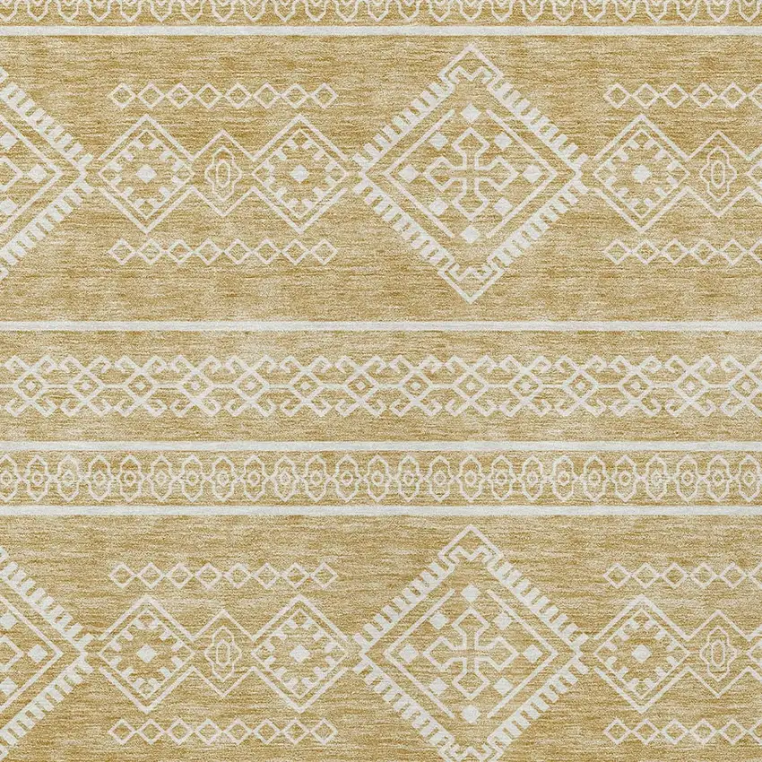Gold And Ivory Southwestern Washable Indoor Outdoor Area Rug Photo 5