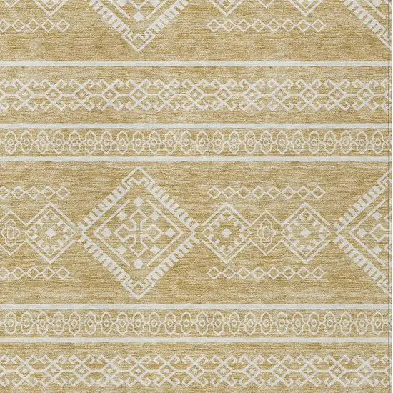 Gold And Ivory Southwestern Washable Indoor Outdoor Area Rug Photo 5