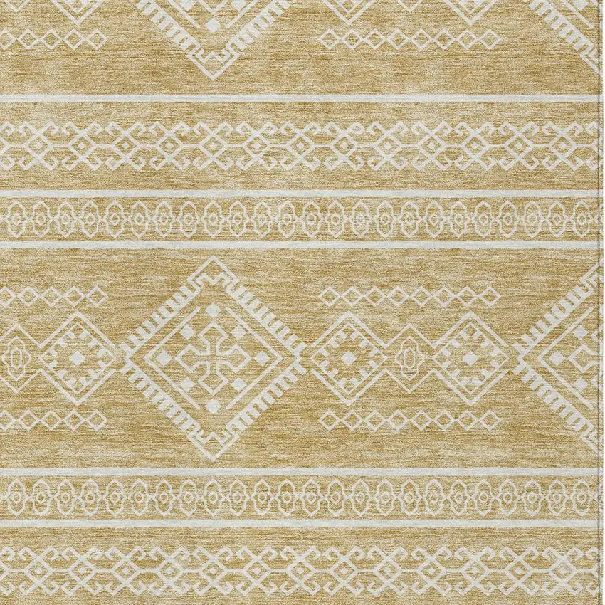 Gold And Ivory Southwestern Washable Indoor Outdoor Area Rug Photo 5