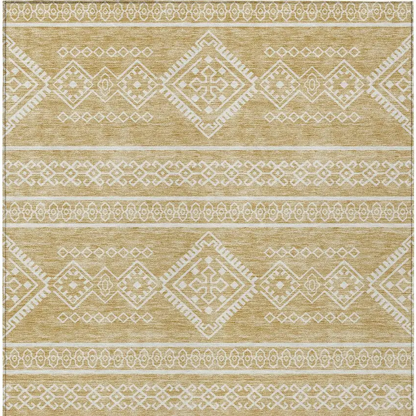 Gold And Ivory Southwestern Washable Indoor Outdoor Area Rug Photo 7