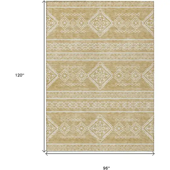 Gold And Ivory Southwestern Washable Indoor Outdoor Area Rug Photo 3
