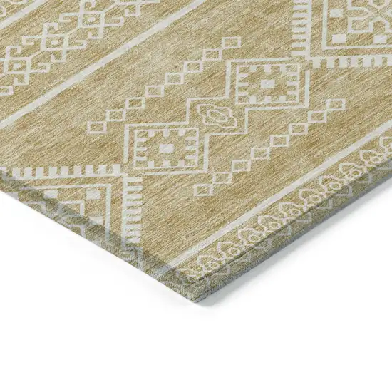 Gold And Ivory Southwestern Washable Indoor Outdoor Area Rug Photo 2