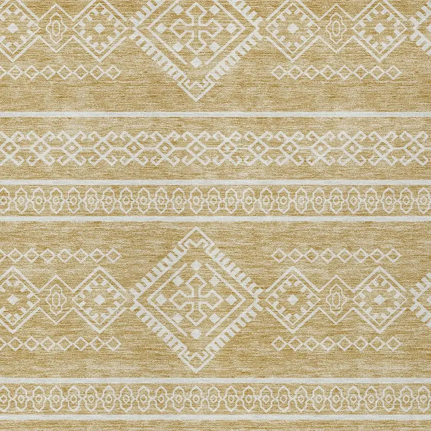 Gold And Ivory Southwestern Washable Indoor Outdoor Area Rug Photo 3