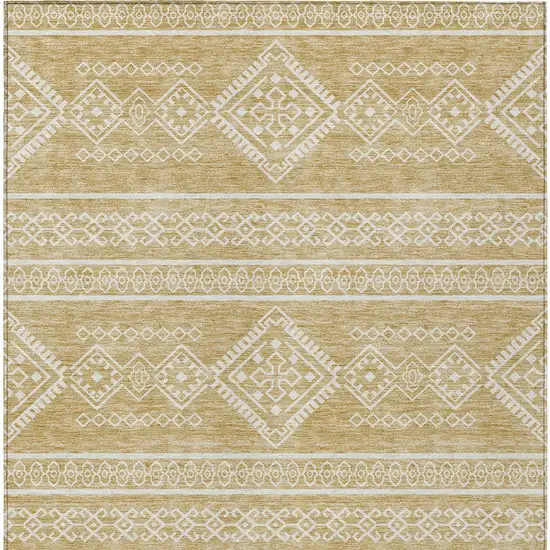 Gold And Ivory Southwestern Washable Indoor Outdoor Area Rug Photo 5