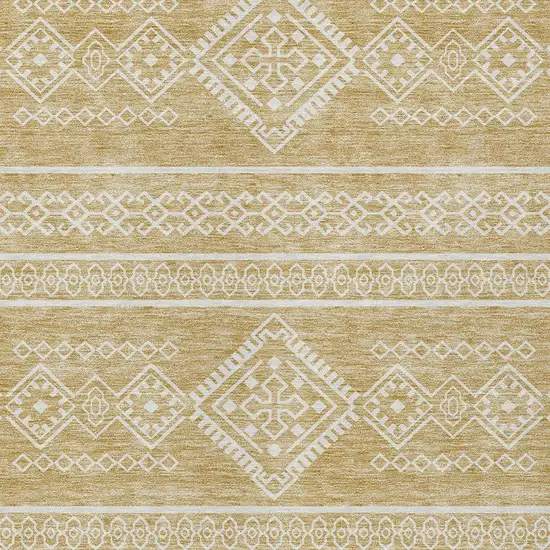 Gold And Ivory Southwestern Washable Indoor Outdoor Area Rug Photo 5