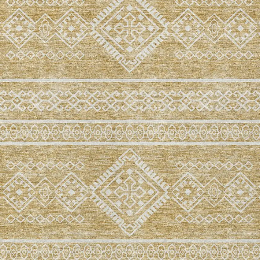 Gold And Ivory Southwestern Washable Indoor Outdoor Area Rug Photo 5