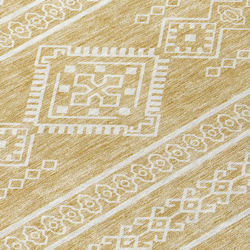 Gold And Ivory Southwestern Washable Indoor Outdoor Area Rug Photo 6