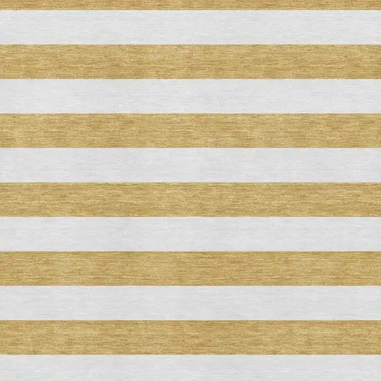 Gold And Ivory Striped Washable Area Rug With UV Protection Photo 3