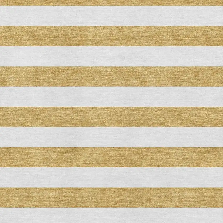 Gold And Ivory Striped Washable Area Rug With UV Protection Photo 3