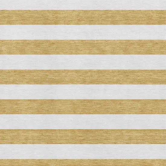 Gold And Ivory Striped Washable Area Rug With UV Protection Photo 3