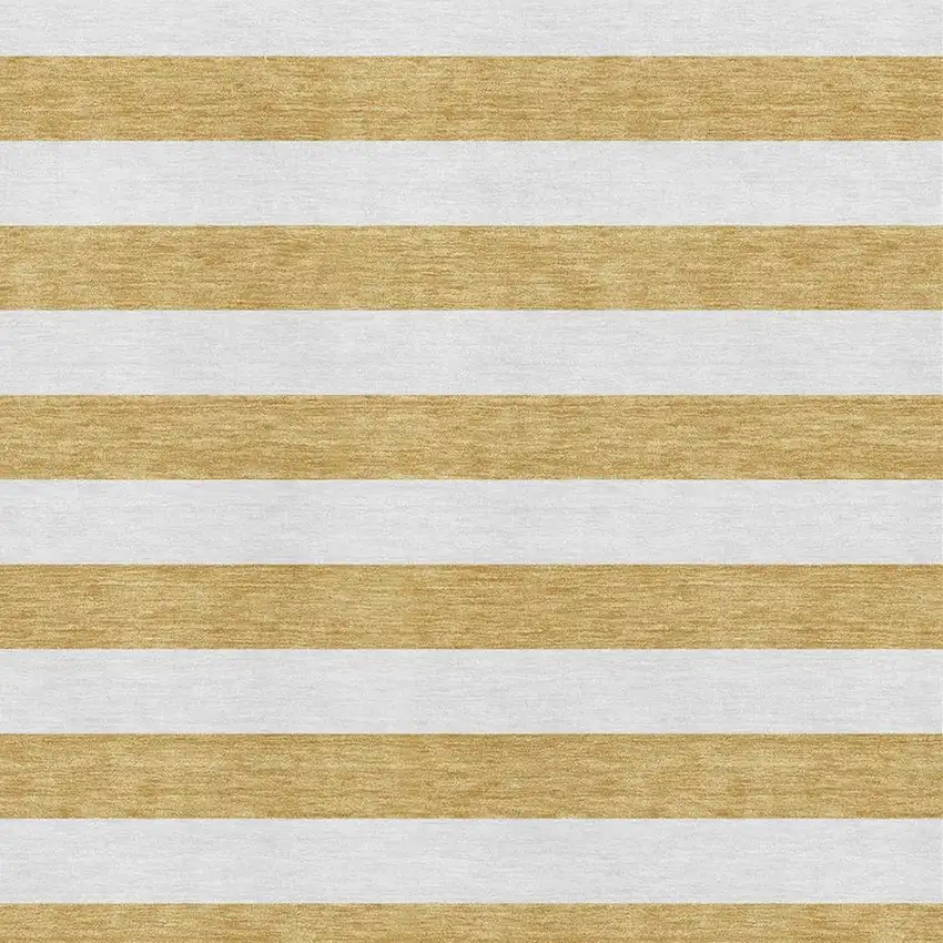 Gold And Ivory Striped Washable Area Rug With UV Protection Photo 3