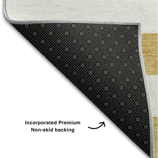 Gold And Ivory Striped Washable Area Rug With UV Protection Photo 8