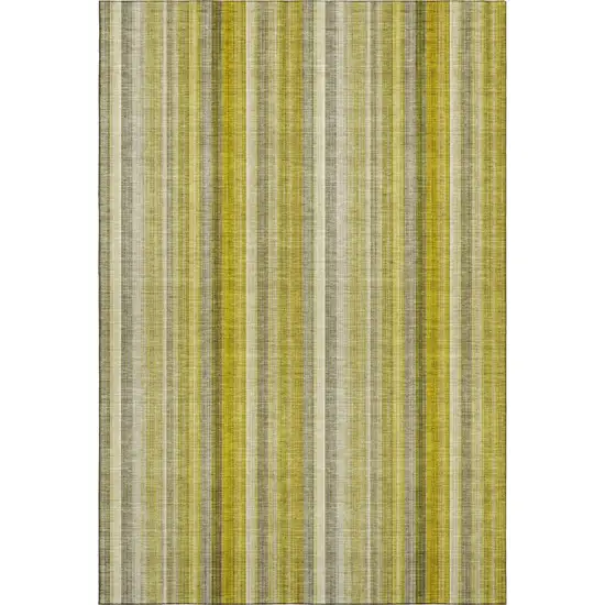 Gold And Ivory Striped Washable Area Rug With UV Protection Photo 1