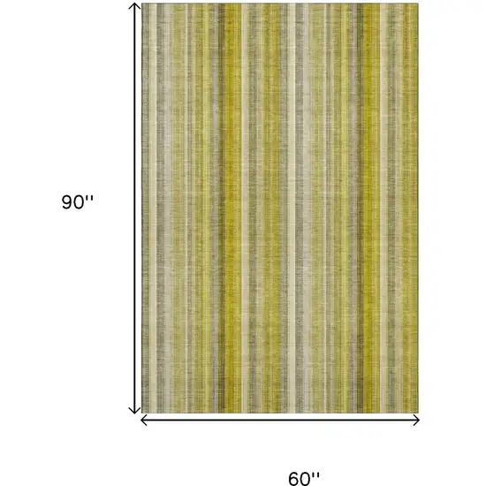 Gold And Ivory Striped Washable Area Rug With UV Protection Photo 9