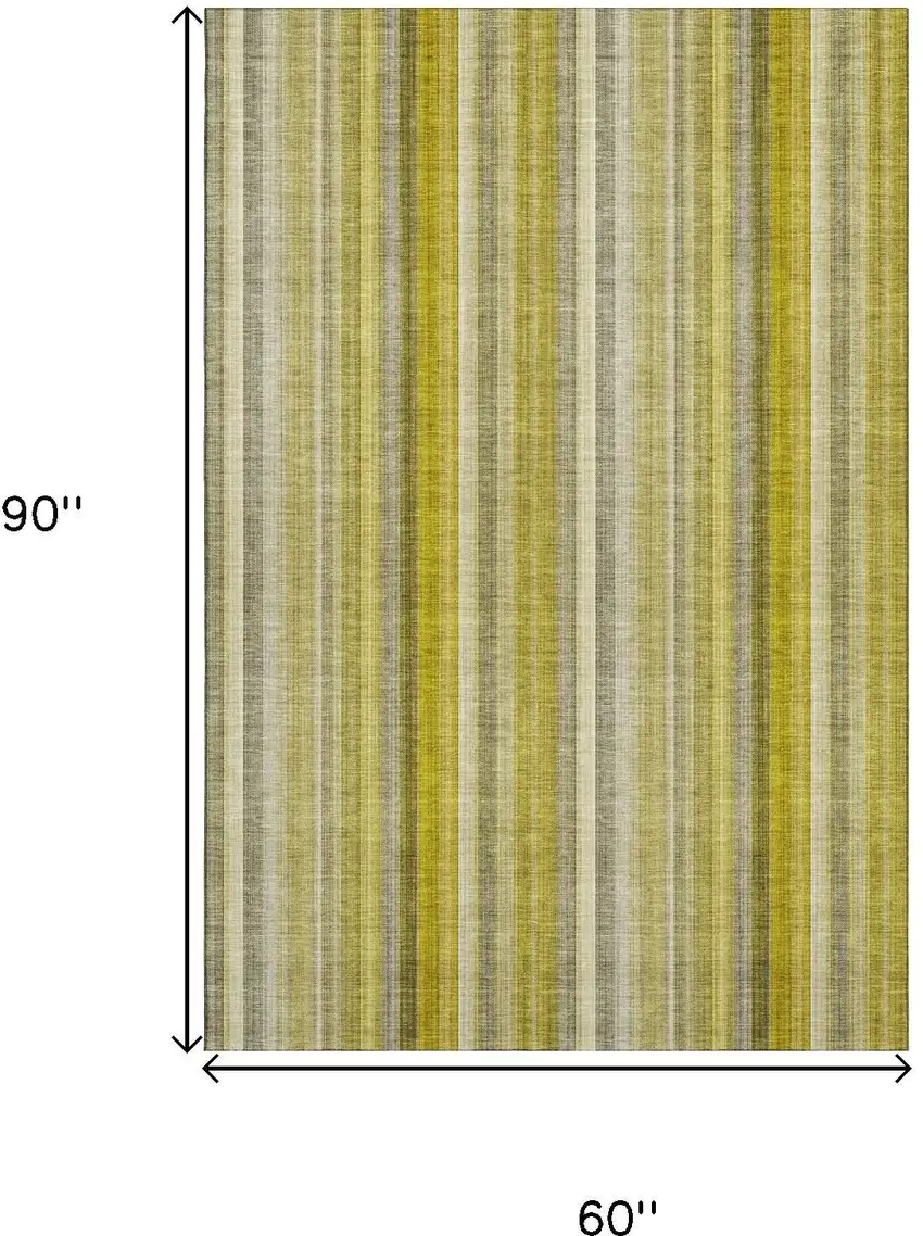 Gold And Ivory Striped Washable Area Rug With UV Protection Photo 9